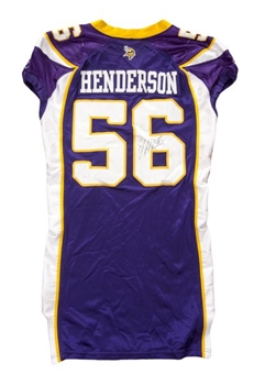2011 E.J. Henderson Signed Minnesota Vikings Game Used Home Jersey
